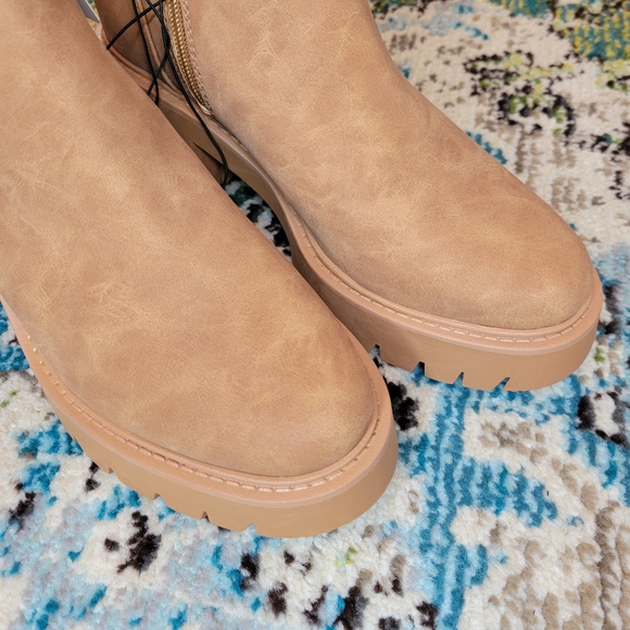 NWOB A.N.A Brown Taupe Zip Up Moto Combat Maria Cognac‎ Boot, Multiple Sizes - Picture 3 of 7